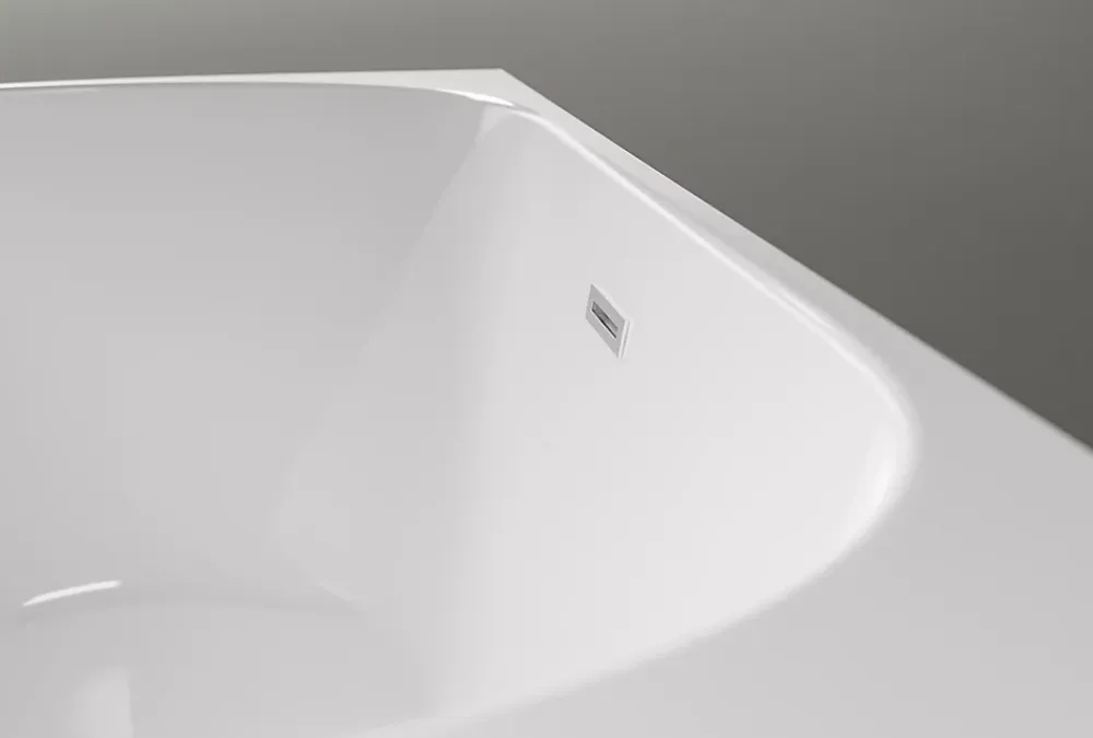 Baignoire Îlot|Bernstein Baignoire îlot LENA CORNER acrylique blanc brillant - montage droite -170x75cm - Garantie 5 ans - Sans robinet, Avec siphon