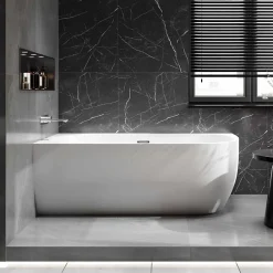 Baignoire Îlot|Bernstein Baignoire îlot LENA CORNER acrylique blanc brillant - montage gauche -170x75cm - Garantie 5 ans - Avec mitigeur 1521, Avec siphon
