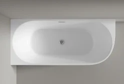 Baignoire D'Angle|Bernstein Baignoire îlot LENA CORNER acrylique blanc brillant - montage gauche -170x75cm - Garantie 5 ans - Avec mitigeur 1521, Sans siphon