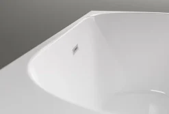 Baignoire D'Angle|Bernstein Baignoire îlot LENA CORNER acrylique blanc brillant - montage gauche -170x75cm - Garantie 5 ans - Avec mitigeur 1521, Sans siphon