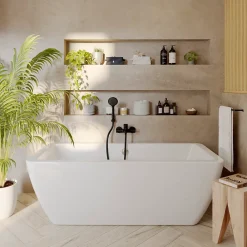 Baignoire Îlot|GoodHome Baignoire îlot Merkys L. 170 cm x l. 75 cm gris