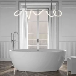 Bernstein Baignoire îlot moderne acrylique pour salle de bain, isolation thermique, Blanc brillant, 170x80x58cm, Garantie 5 ans, BELAQUA