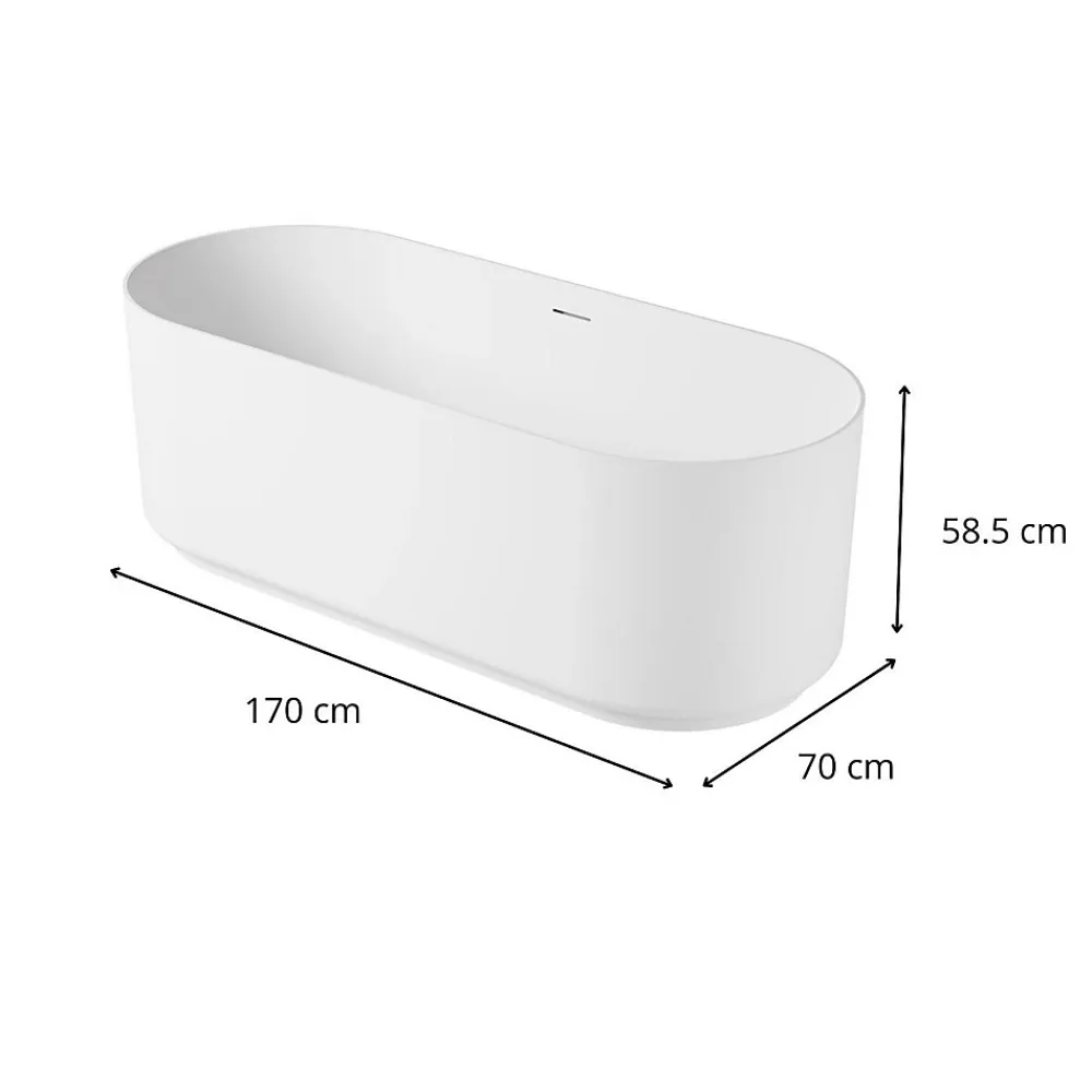 Mob-In Baignoire îlot NAÏA en acrylique Lucite blanche 170cm