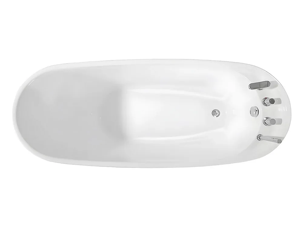 Vente-unique Baignoire îlot NATALIA avec robinetterie - 220L - L150 x P75 x H70cm - Blanche