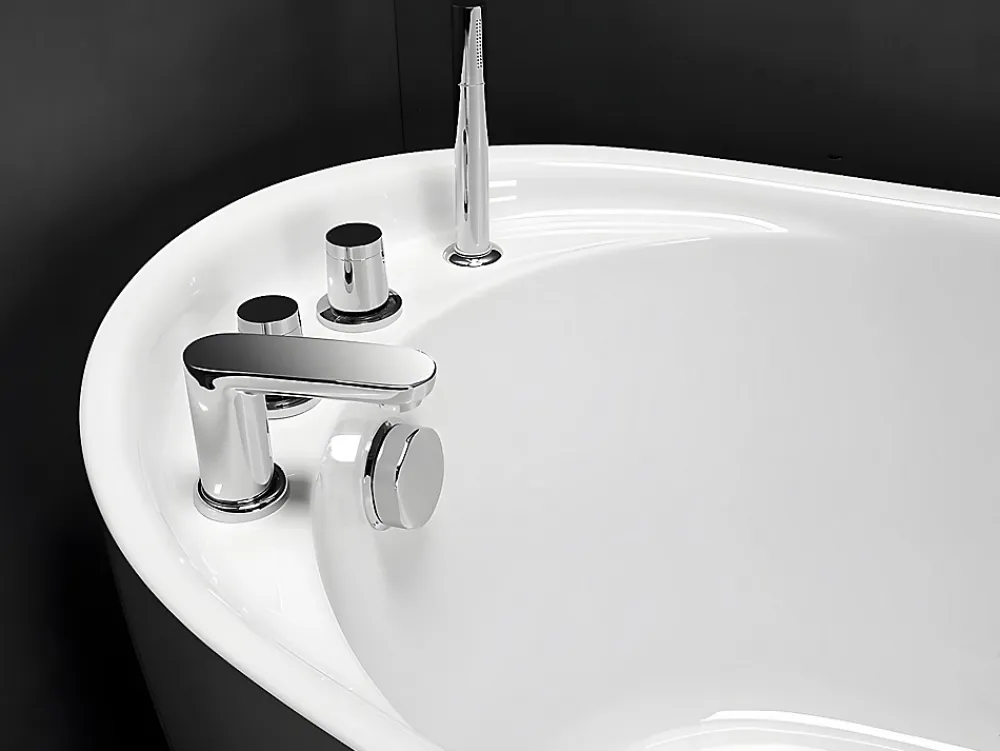 Vente-unique Baignoire îlot NATALIA avec robinetterie - 220L - L150 x P75 x H70cm - Blanche