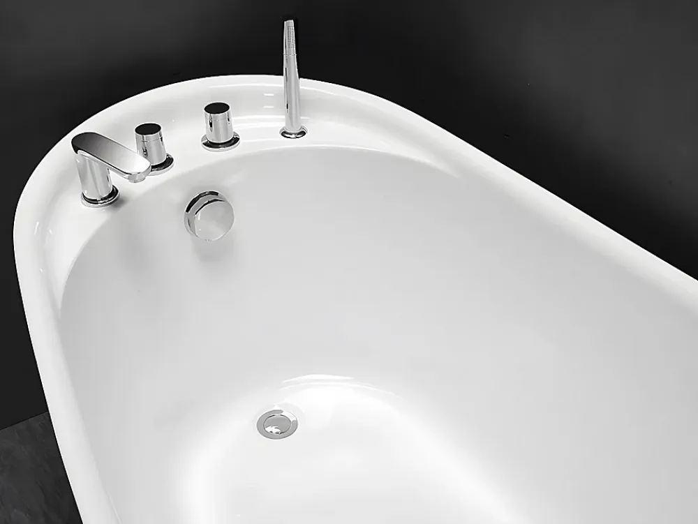 Vente-unique Baignoire îlot NATALIA avec robinetterie - 220L - L150 x P75 x H70cm - Blanche