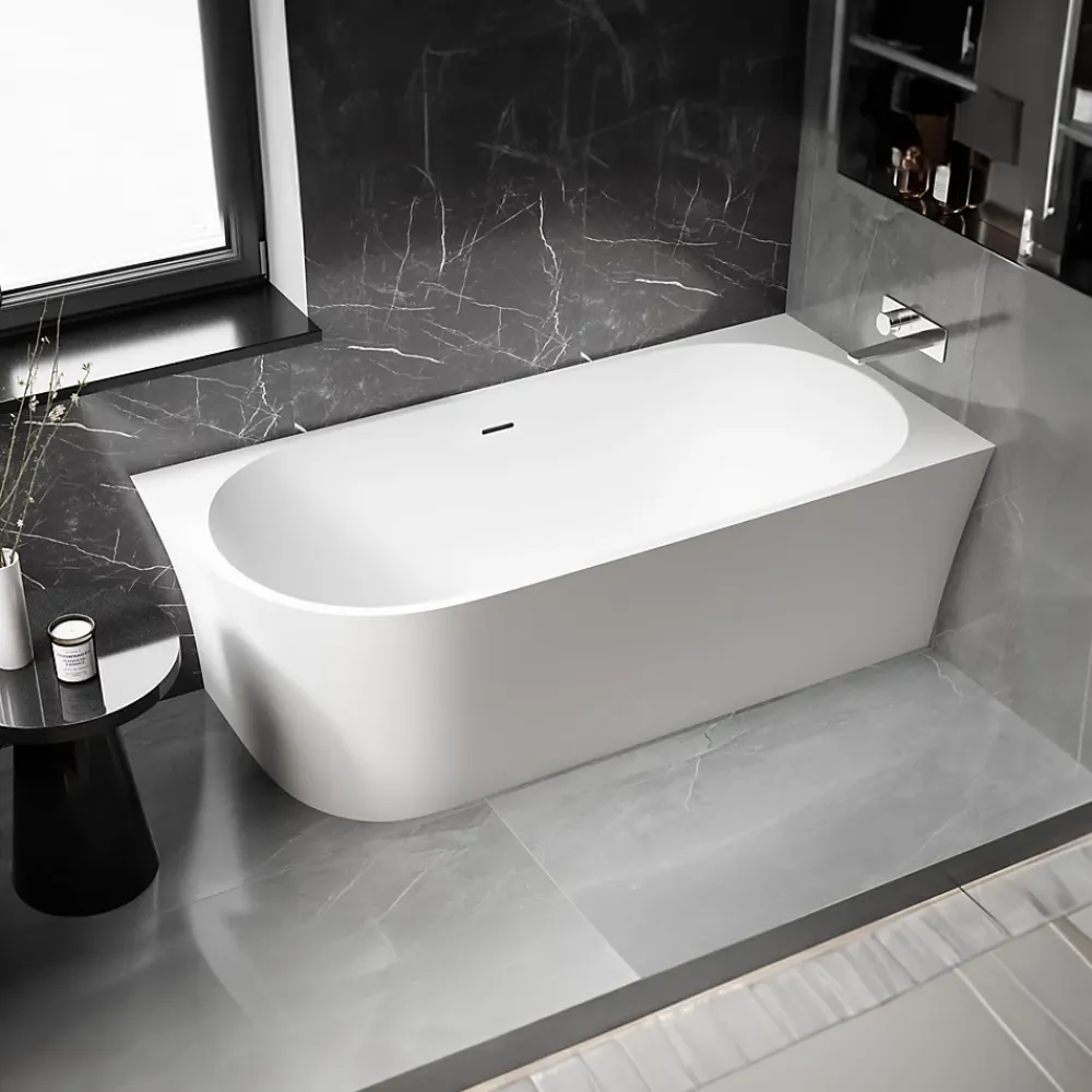 Baignoire D'Angle|Bernstein Baignoire îlot NOVA CORNER acrylique blanc - montage droite -170x78cm - Garantie 5 ans - Sans robinet ni siphon