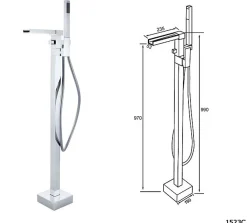 Baignoire D'Angle|Bernstein Baignoire îlot NOVA CORNER acrylique blanc - montage droite -170x78cm - Garantie 5 ans - Sans siphon, Avec robinet mitigeur 1523C