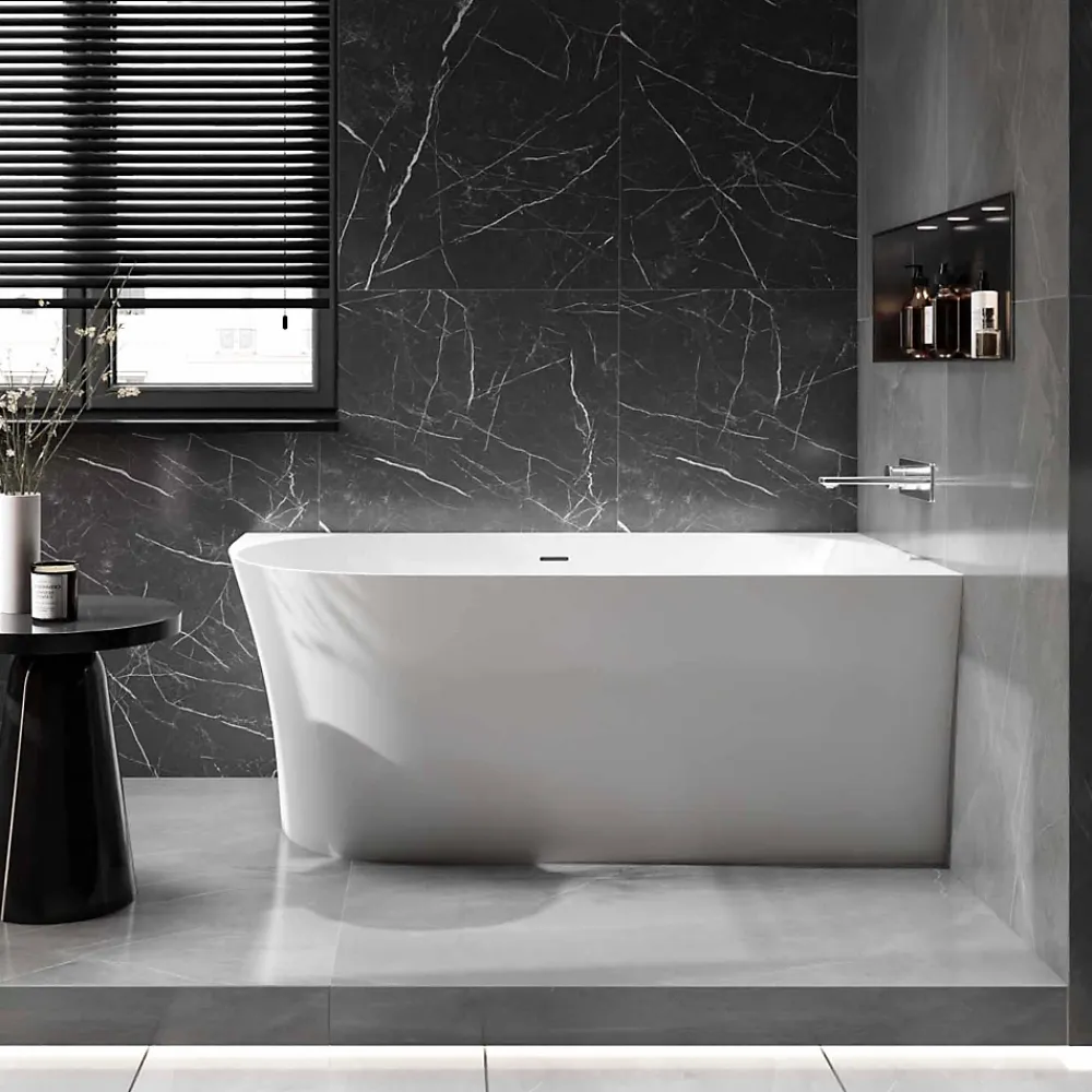 Baignoire Îlot|Bernstein Baignoire îlot NOVA SLIM LINE acrylique - montage droite - Garantie 5 ans - Avec siphon et robinet mitigeur 1523C, 150x78cm