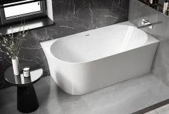 Bernstein Baignoire îlot NOVA SLIM LINE acrylique - montage droite - Garantie 5 ans - Sans robinet, Avec siphon, 150x78cm