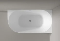 Bernstein Baignoire îlot NOVA SLIM LINE acrylique - montage droite - Garantie 5 ans - Sans robinet, Avec siphon, 150x78cm