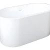 Baignoire Îlot|Vente-unique Baignoire îlot ovale - 180 L - L130 x H58 x P71 cm - Blanche - Acrylique - APOGON
