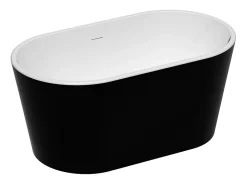 Vente-unique Baignoire îlot ovale - 180L - 130 x 71 x 58 cm - Noire - Acrylique - APOGON