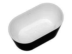 Vente-unique Baignoire îlot ovale - 180L - 130 x 71 x 58 cm - Noire - Acrylique - APOGON