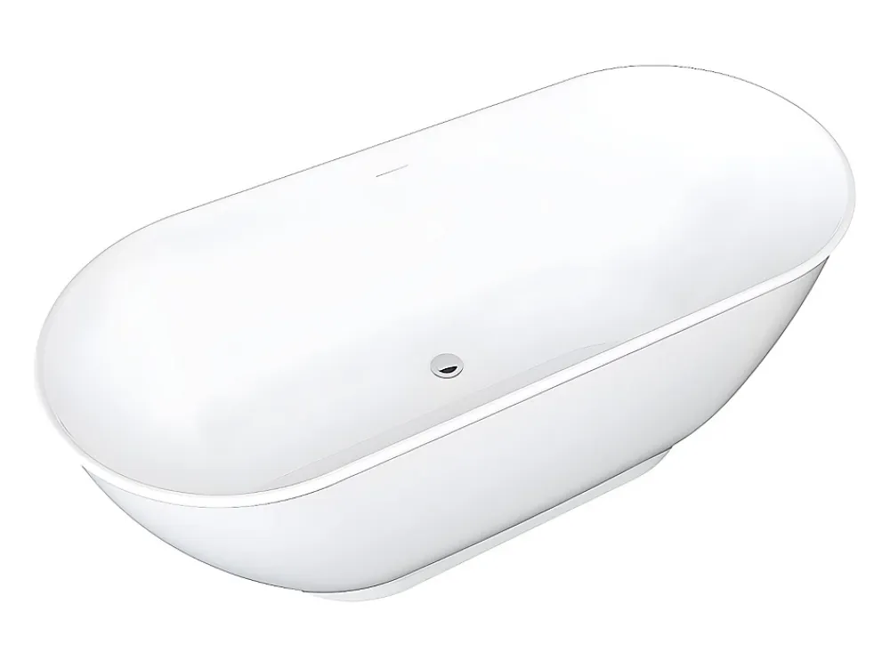 Baignoire Îlot|Vente-unique Baignoire îlot ovale - 210L - 150 x 74 x 57 cm - Blanc brillant - Acrylique - MOBULA
