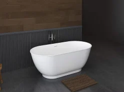 Baignoire Îlot|Vente-unique Baignoire îlot ovale - 210L - 150 x 74 x 57 cm - Blanc brillant - Acrylique - MOBULA