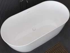 Baignoire Îlot|Vente-unique Baignoire îlot ovale - 210L - 150 x 74 x 57 cm - Blanc brillant - Acrylique - MOBULA