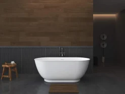 Baignoire Îlot|Vente-unique Baignoire îlot ovale - 210L - 150 x 74 x 57 cm - Blanc brillant - Acrylique - MOBULA