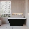 Baignoire Îlot|AICA Sanitaire Baignoire îlot ovale bicolore - 260L - 160x73x60 cm - intérieur blanc - extérieur noir mat - Design moderne en acrylique