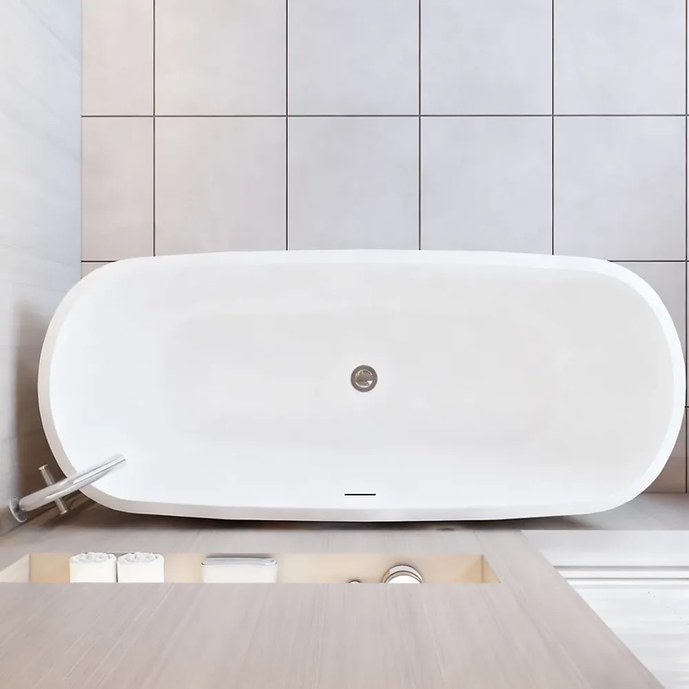 AICA Sanitaire Baignoire îlot ovale bicolore - 280L - 170x78x60 cm - intérieur blanc + extérieur noir mat - Design moderne en acrylique