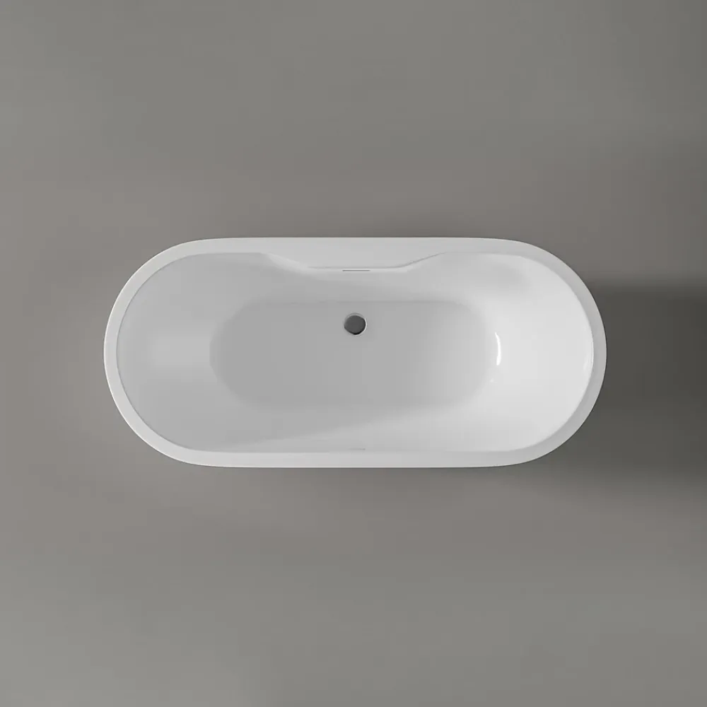 Bernstein Baignoire îlot ovale moderne salle de bain Acrylique - Garantie 5 ans - Blanc brillant - 165.5x74.5x58cm - ROMA PLUS 2.0