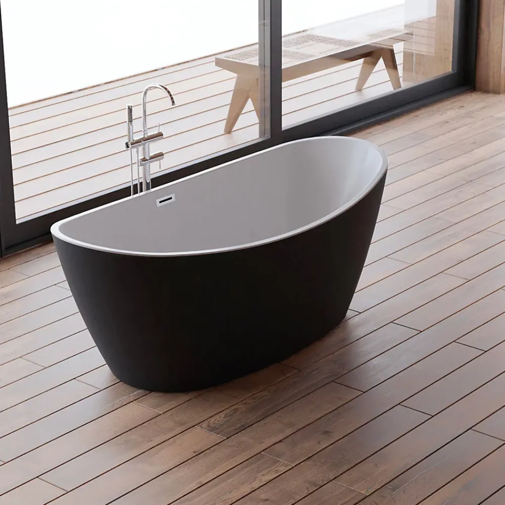 Baignoire Îlot|Spalina Baignoire îlot ovale NEROON 2.0 Noire L. 170 x l. 80 cm, by