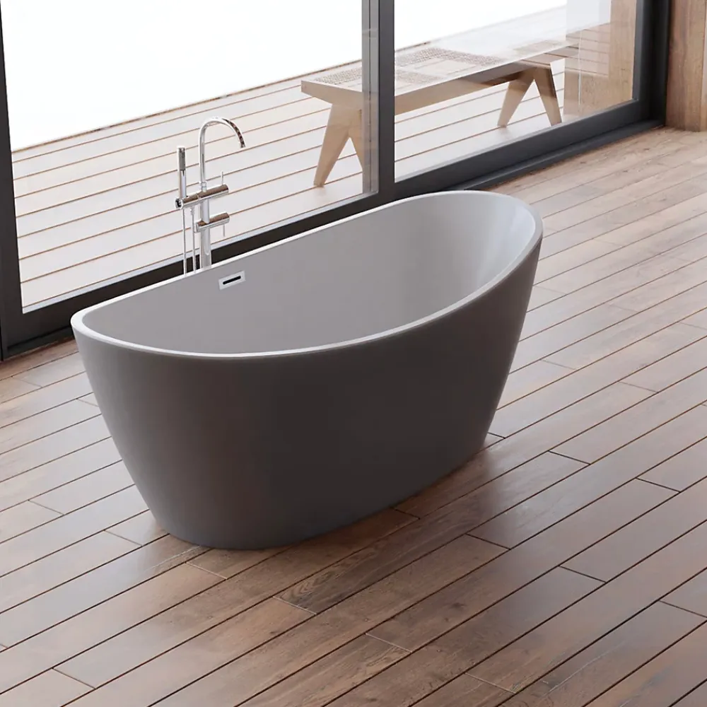 Baignoire Îlot|Spalina Baignoire îlot ovale NEROON 2.0 Grise L. 170 x l. 80 cm, by