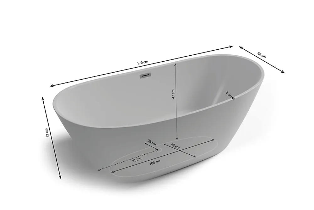 Spalina Baignoire îlot ovale Venecia 170x80 cm, by