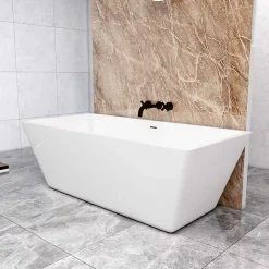 Baignoire Îlot|AICA Sanitaire Baignoire îlot rectangulaire L.170 x l.80 x H.58cm blanc en Acrylique - avec Bonde et trop plein , by AICA