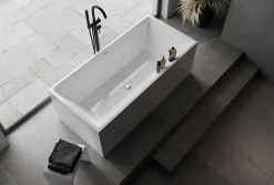 Baignoire Îlot|Bernstein Baignoire îlot rectangulaire VERONA acrylique blanc - 170x80x60cm - Garantie 5 ans - Avec robinet mitigeur 1521, Sans siphon