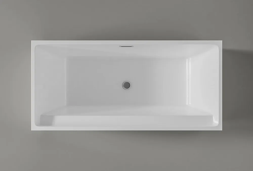 Baignoire Îlot|Bernstein Baignoire îlot rectangulaire VERONA acrylique blanc - 170x80x60cm - Garantie 5 ans - Avec robinet mitigeur 1521, Sans siphon