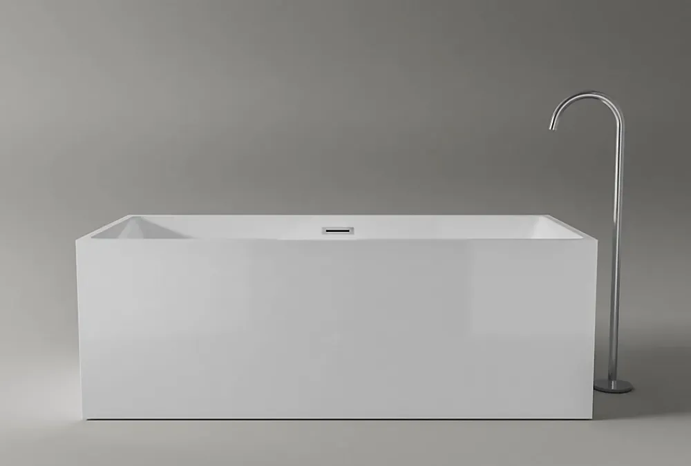Bernstein Baignoire îlot rectangulaire VERONA acrylique blanc - 170x80x60cm - Garantie 5 ans - Avec robinet mitigeur 8028, Avec siphon