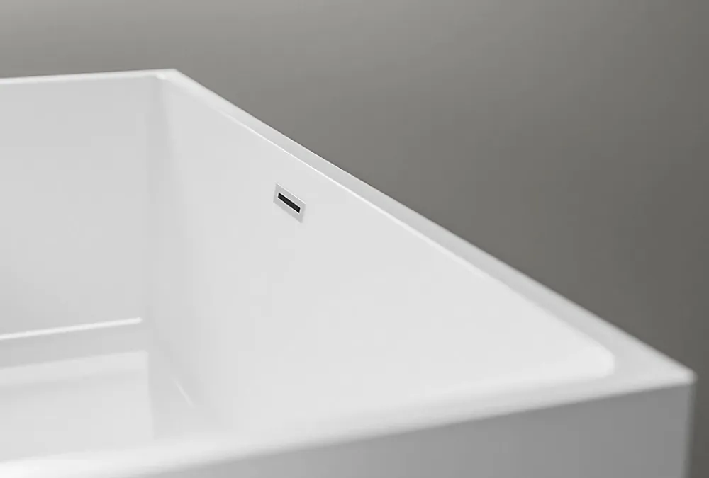 Bernstein Baignoire îlot rectangulaire VERONA acrylique blanc - 170x80x60cm - Garantie 5 ans - Avec robinet mitigeur 8028, Avec siphon