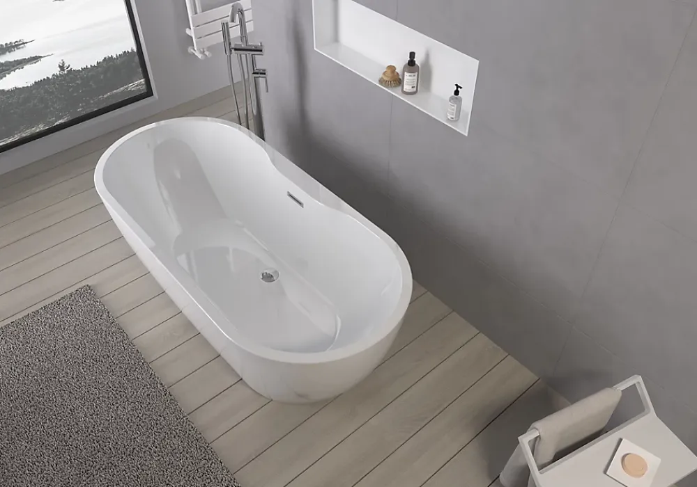 Bernstein Baignoire îlot ROMA PLUS 2.0 acrylique Blanc brillant 166x75x58cm Sans robinet