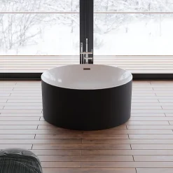 Spalina Baignoire îlot ronde Loom 2.0,noir mat, 130x130 cm, by