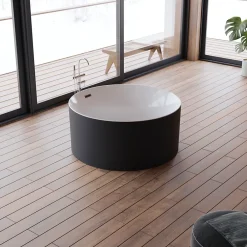 Spalina Baignoire îlot ronde Loom 2.0,noir mat, 130x130 cm, by
