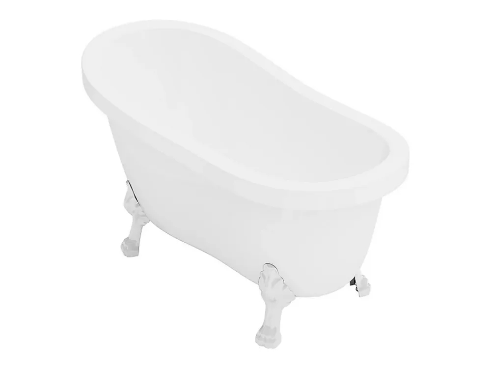 Vente-unique Baignoire îlot rétro avec pieds de lion blancs - 200 L - 145 x 74 x 77 cm - Blanche - NISOS II