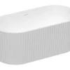 Baignoire Îlot|Vente-unique Baignoire îlot striée en acrylique - Blanc brillant - 230L - 170 x 80 x 58 cm - ALIENA