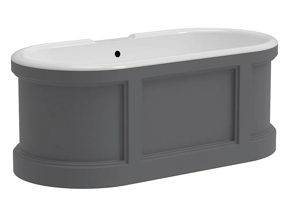 Vente-unique Baignoire îlot style campagne chic - Gris mat - 161L - 152 x 74 x 60 cm - CAVASO