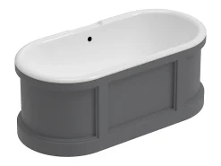 Vente-unique Baignoire îlot style campagne chic - Gris mat - 161L - 152 x 74 x 60 cm - CAVASO