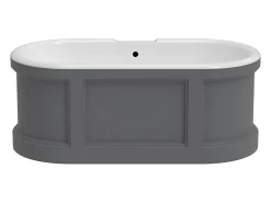 Vente-unique Baignoire îlot style campagne chic - Gris mat - 161L - 152 x 74 x 60 cm - CAVASO