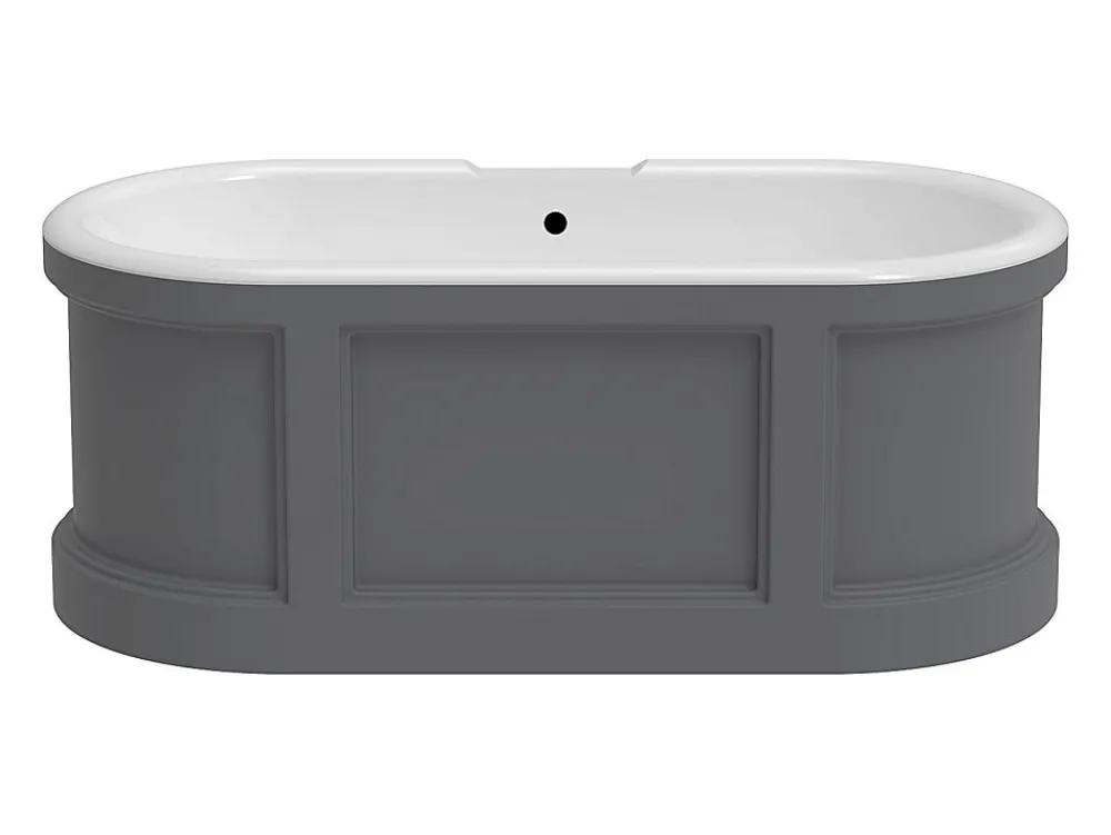 Vente-unique Baignoire îlot style campagne chic - Gris mat - 161L - 152 x 74 x 60 cm - CAVASO