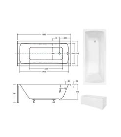 Azura Home Design Baignoire MIRANO II avec tablier 140/70 - 160 x 70 cm