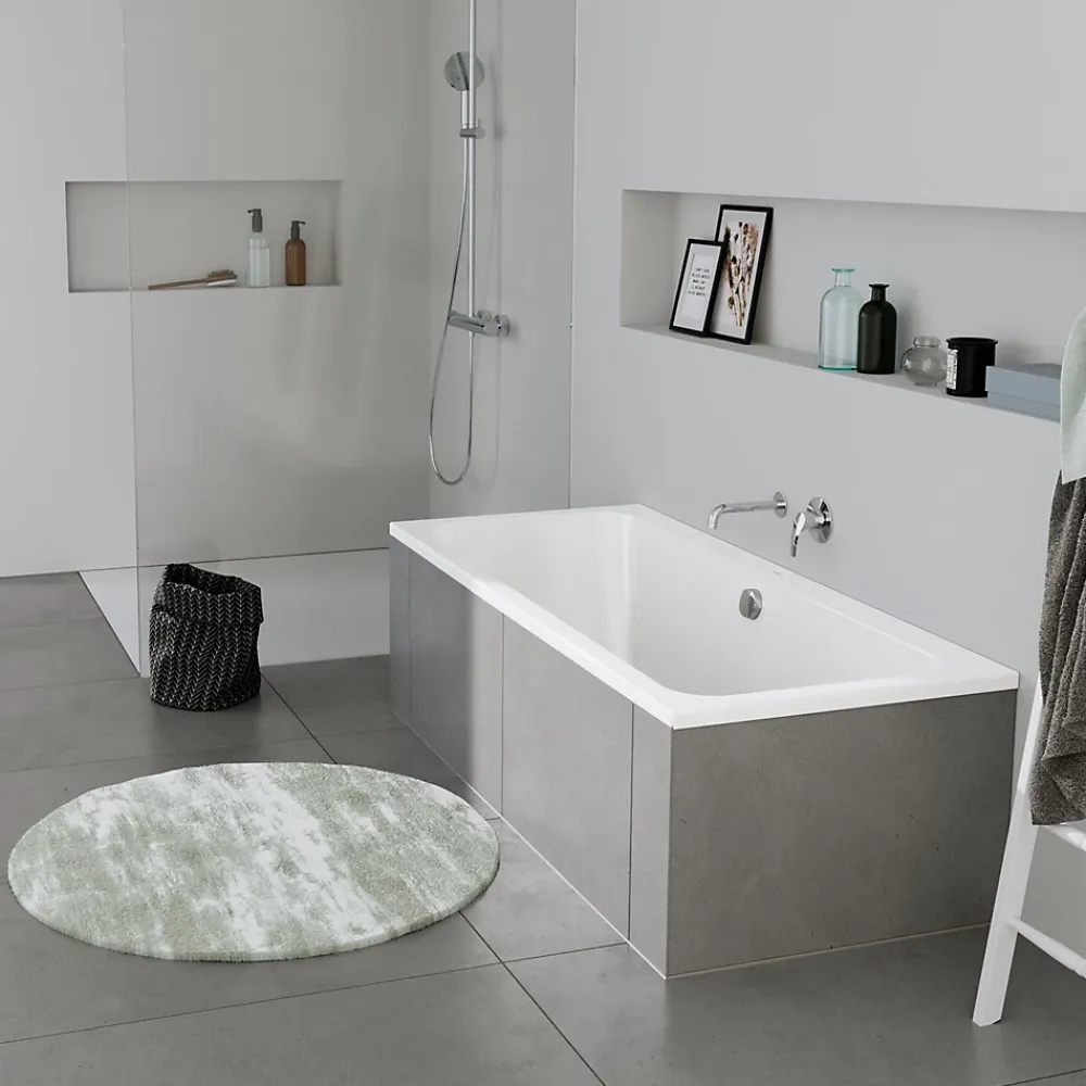 Bernstein Baignoire murale acrylique rectangulaire à encastrer salle de bain, 2 dossiers, 170x75x47cm Sans pieds, Blanc, DURAPECOS