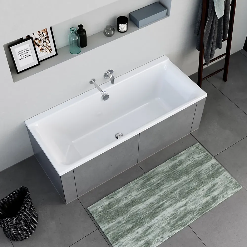 Duravit Baignoire murale acrylique rectangulaire à encastrer, 1 dossier à gauche, 170x70x49,5cm, Sans pieds, Blanc brillant, P3