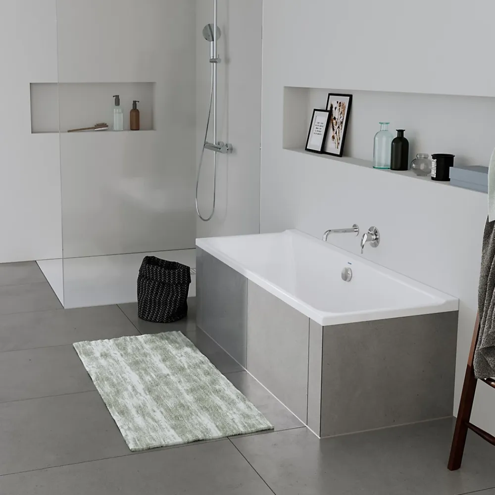 Duravit Baignoire murale acrylique rectangulaire à encastrer, 1 dossier à gauche, 170x70x49,5cm, Sans pieds, Blanc brillant, P3