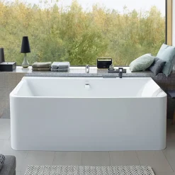 Duravit Baignoire murale acrylique rectangulaire à encastrer, 2 dossiers, 180x80x49,5cm, Garantie 5 ans, Sans pieds, Blanc brillant, P3