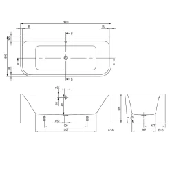 Villeroy & Boch Baignoire murale Architectura 1800 x 800 mm, Blanc