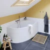 Baignoire Asymétrique| Baignoire pour angle droit Horyn L. 150 cm x l. 90 cm blanc
