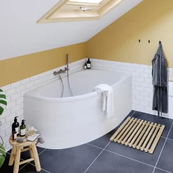 Baignoire Asymétrique| Baignoire pour angle droit Horyn L. 150 cm x l. 90 cm blanc